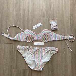 J. Crew colorful striped bikini